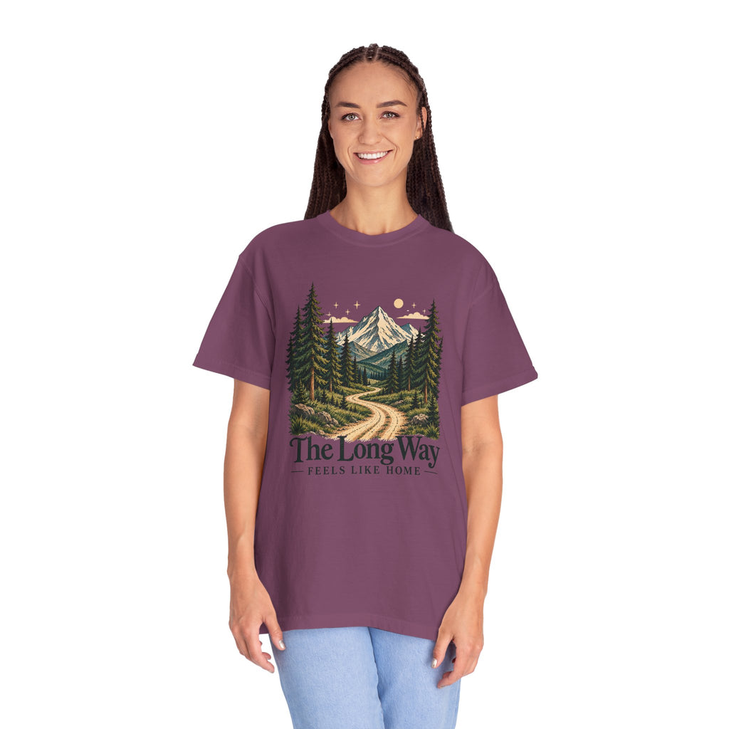 The Long Way Feels Like Home T-Shirt | Vintage Mountain Graphic Tee | Comfort Colors 1717