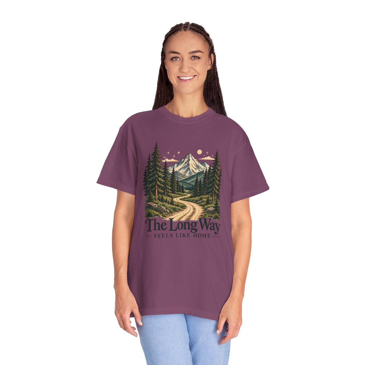 The Long Way Feels Like Home T-Shirt | Vintage Mountain Graphic Tee | Comfort Colors 1717