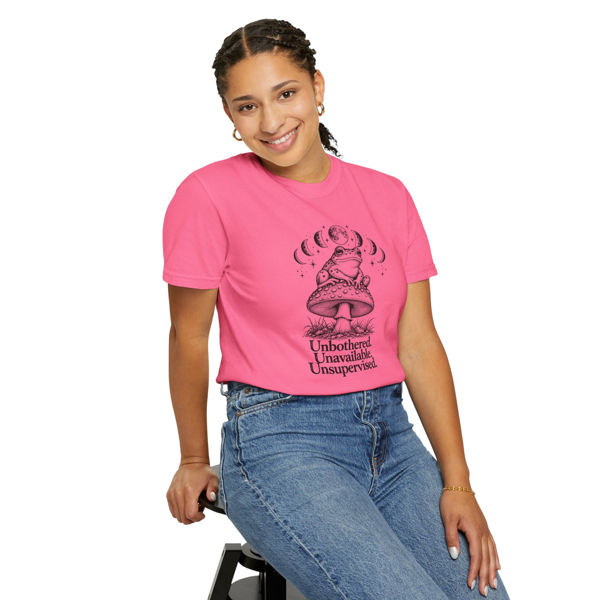 Unbothered Unavailable Unsupervised T-Shirt | Frog Mushroom Graphic Tee | Comfort Colors 1717