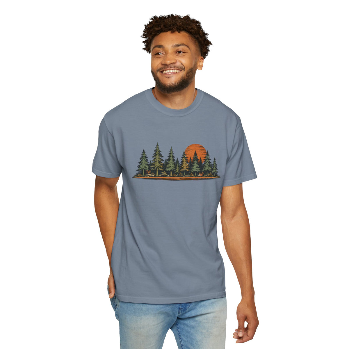 Vintage Forest Sunset T-Shirt | Nature Graphic Tee | Comfort Colors 1717