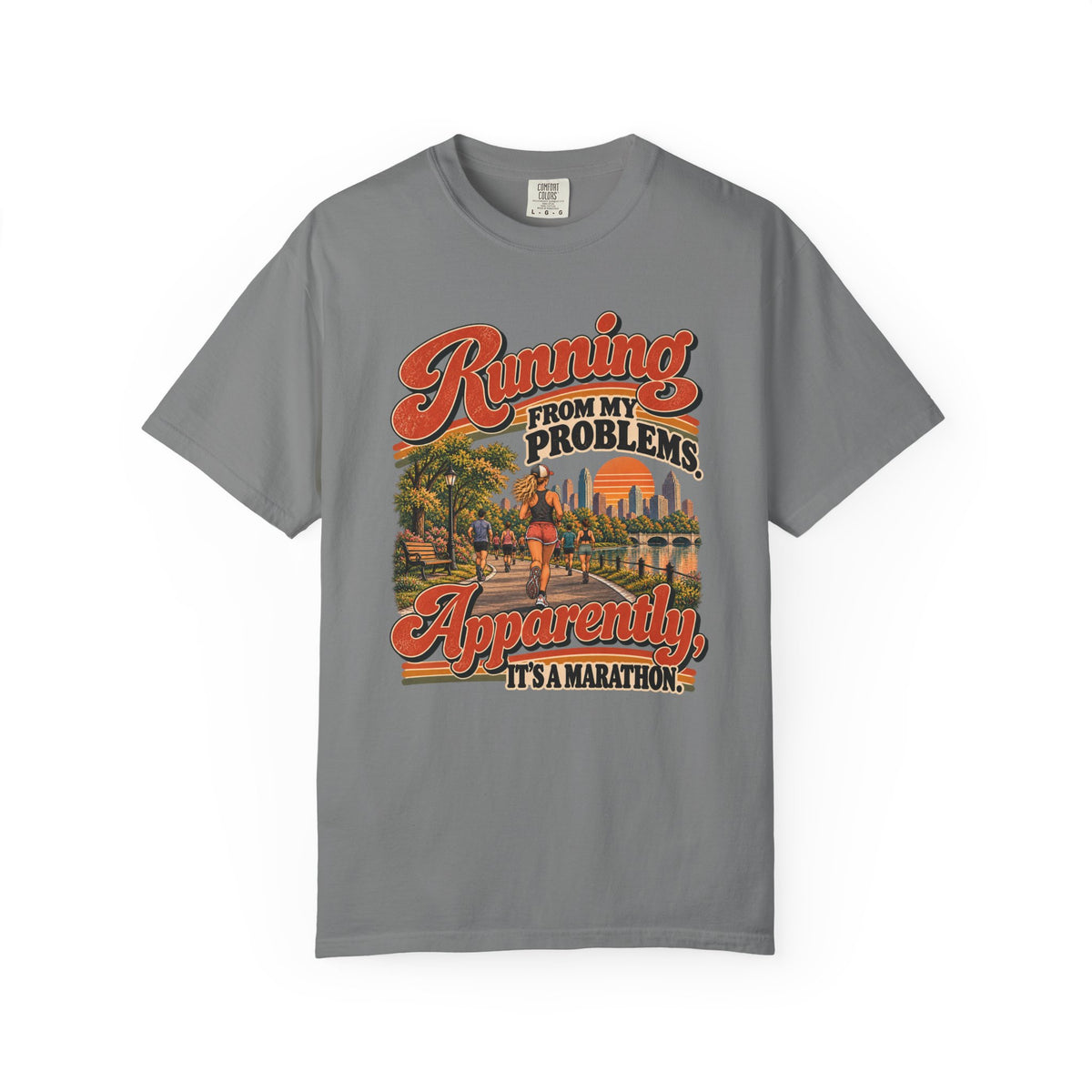 Running From My Problems – Funny Marathon Runner Graphic Tee