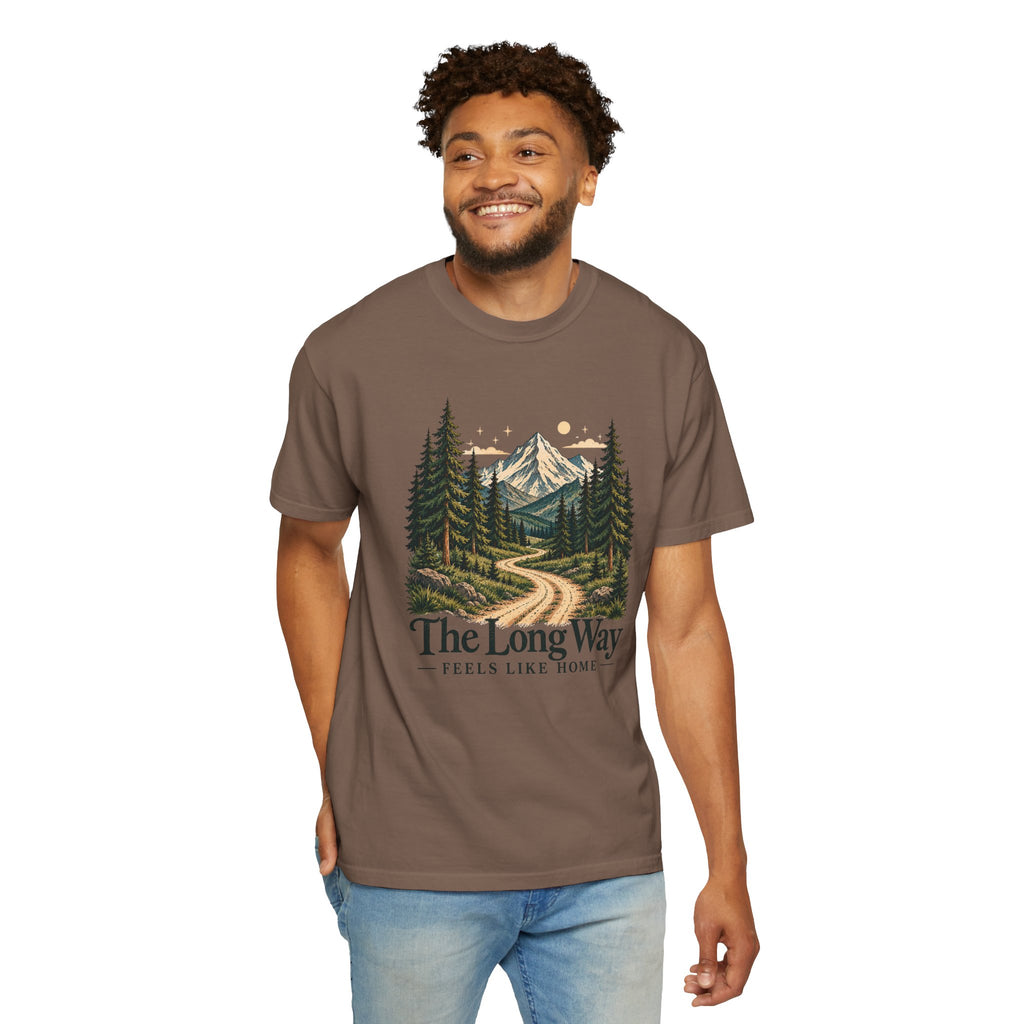 The Long Way Feels Like Home T-Shirt | Vintage Mountain Graphic Tee | Comfort Colors 1717