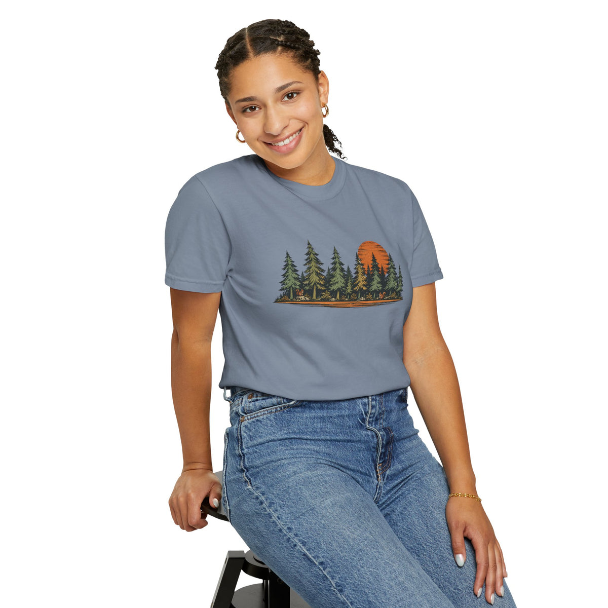 Vintage Forest Sunset T-Shirt | Nature Graphic Tee | Comfort Colors 1717
