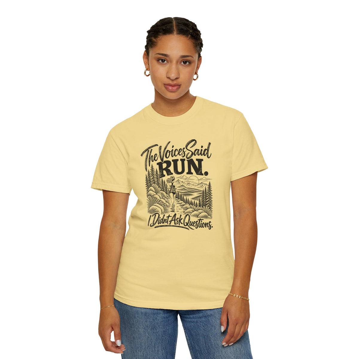 The Voices Said RUN – Funny Trail Running Graphic Tee | Comfort Colors 1717