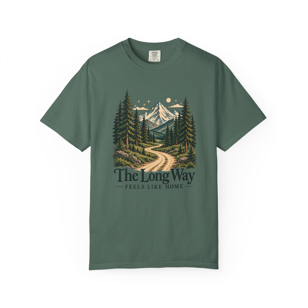 The Long Way Feels Like Home T-Shirt | Vintage Mountain Graphic Tee | Comfort Colors 1717