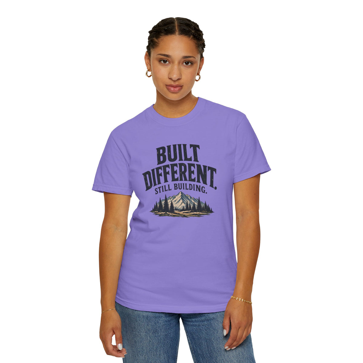 Built Different Still Building T-Shirt | Motivational Mountain Graphic Tee | Comfort Colors 1717