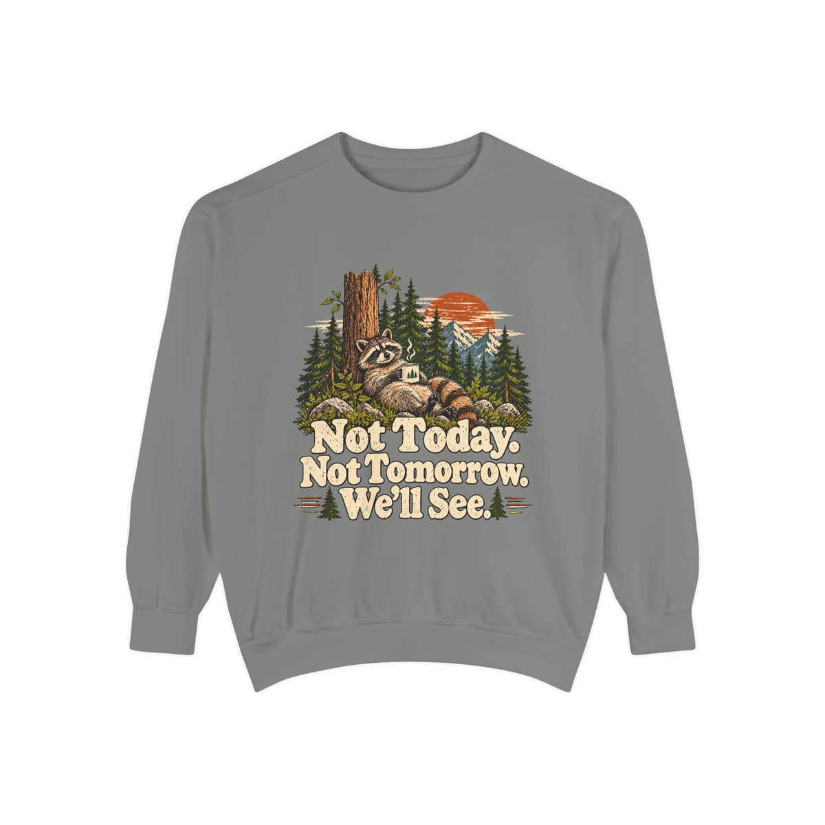 Not Today. Not Tomorrow. We'll See. | Funny Raccoon Sweatshirt