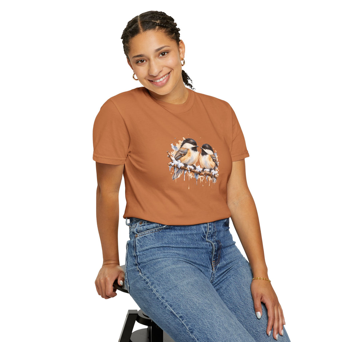 Watercolor Chickadee Birds T-Shirt | Comfort Colors 1717
