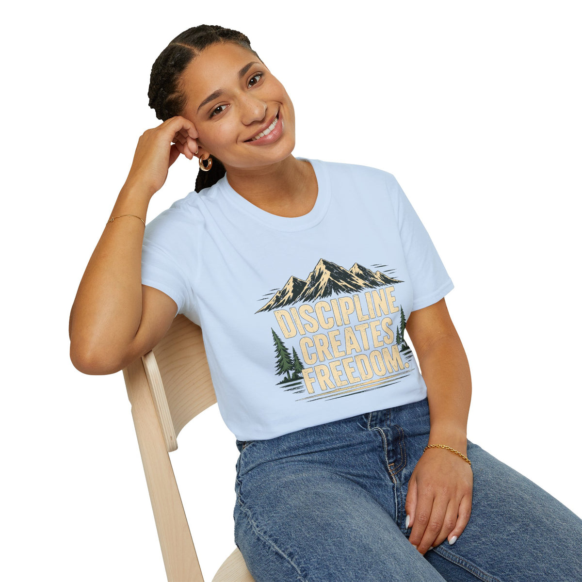 Discipline Creates Freedom Mountain Motivation T-Shirt