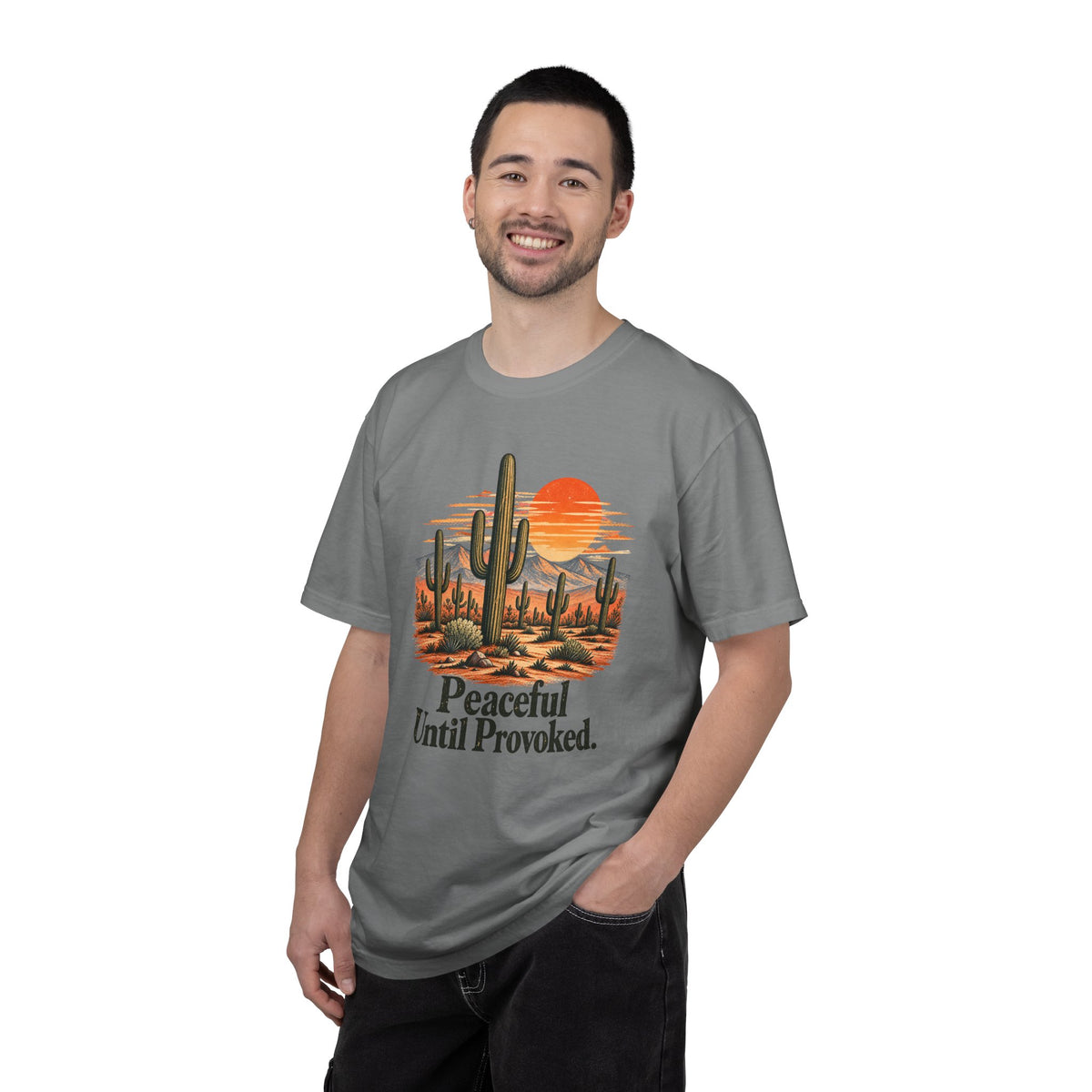 Peaceful Until Provoked | Vintage Desert Cactus Graphic Tee