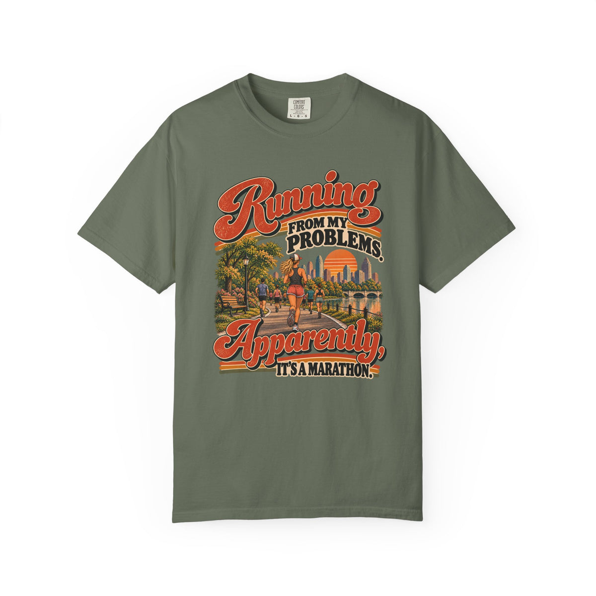 Running From My Problems – Funny Marathon Runner Graphic Tee