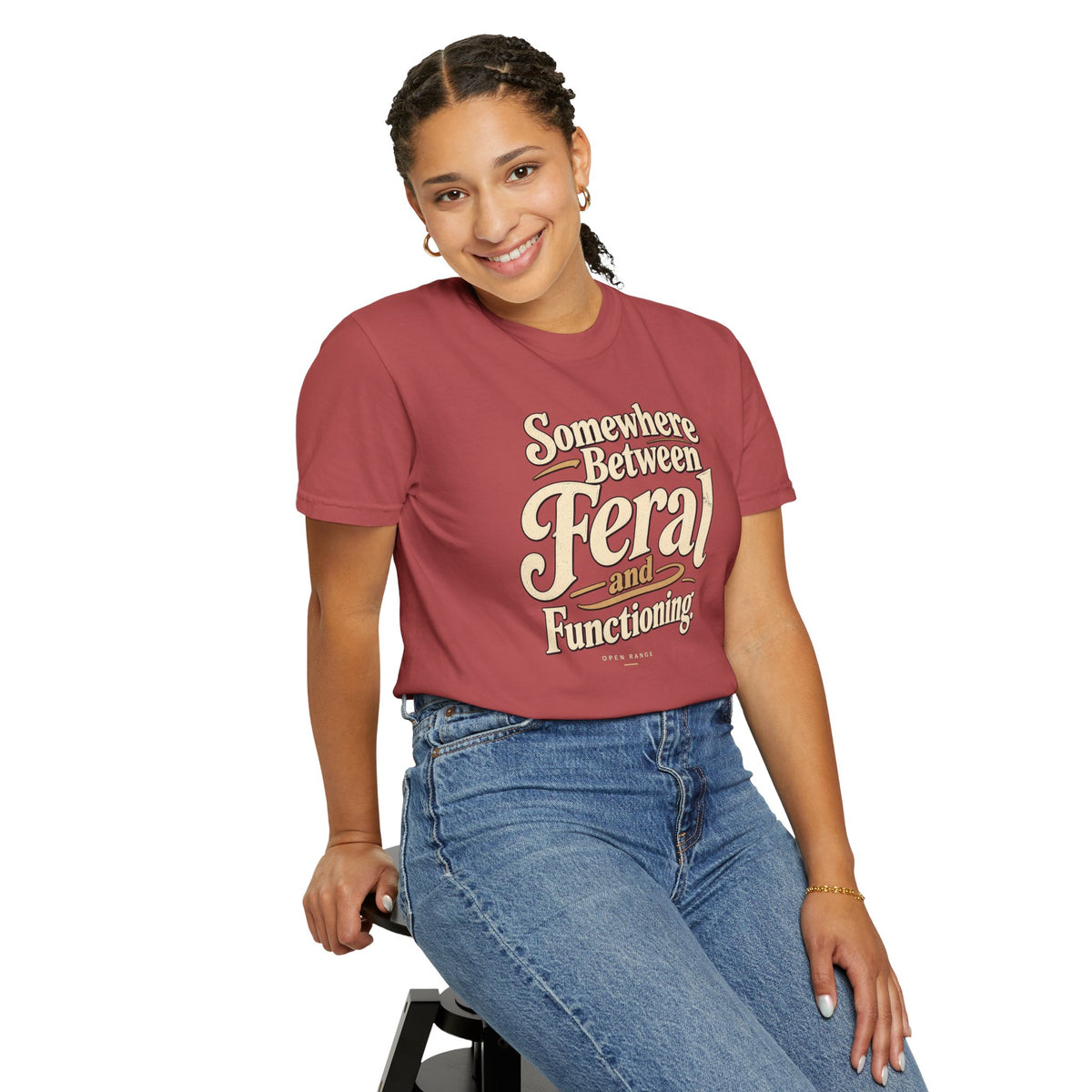Somewhere Between Feral and Functioning T-Shirt | Comfort Colors 1717