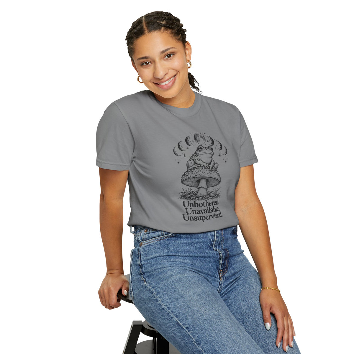 Unbothered Unavailable Unsupervised T-Shirt | Frog Mushroom Graphic Tee | Comfort Colors 1717