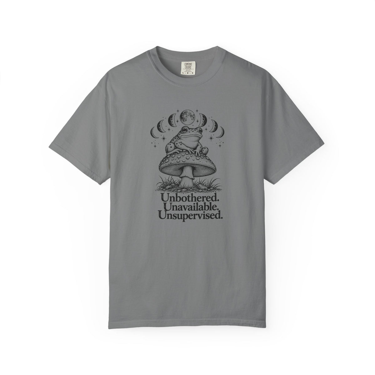 Unbothered Unavailable Unsupervised T-Shirt | Frog Mushroom Graphic Tee | Comfort Colors 1717