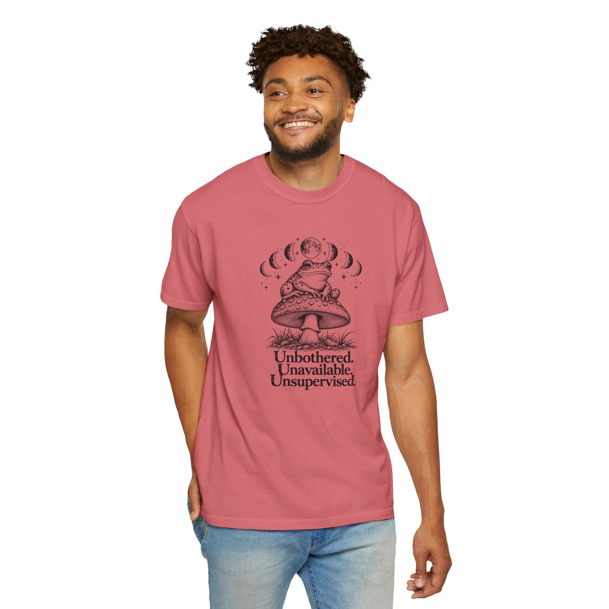 Unbothered Unavailable Unsupervised T-Shirt | Frog Mushroom Graphic Tee | Comfort Colors 1717