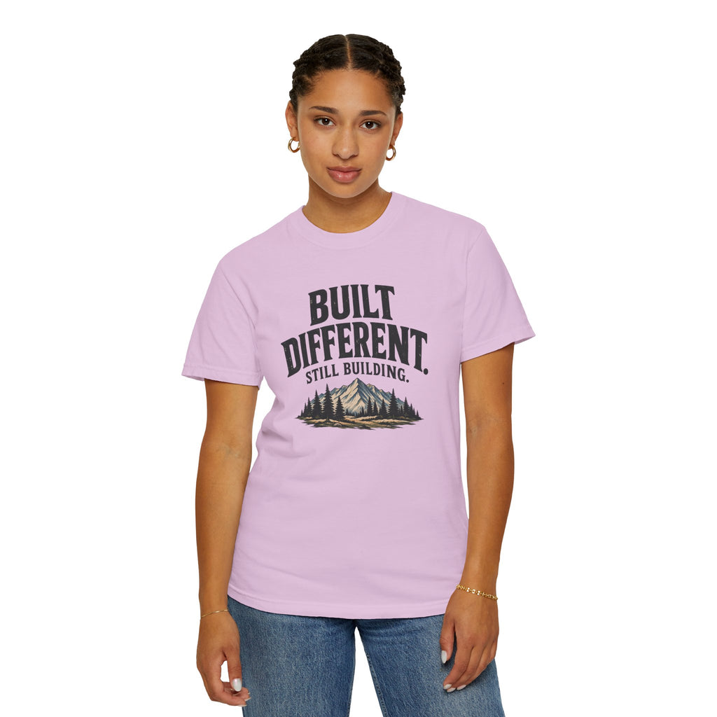 Built Different Still Building T-Shirt | Motivational Mountain Graphic Tee | Comfort Colors 1717