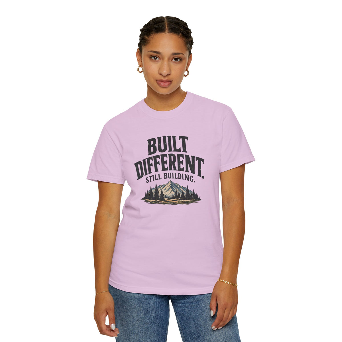 Built Different Still Building T-Shirt | Motivational Mountain Graphic Tee | Comfort Colors 1717