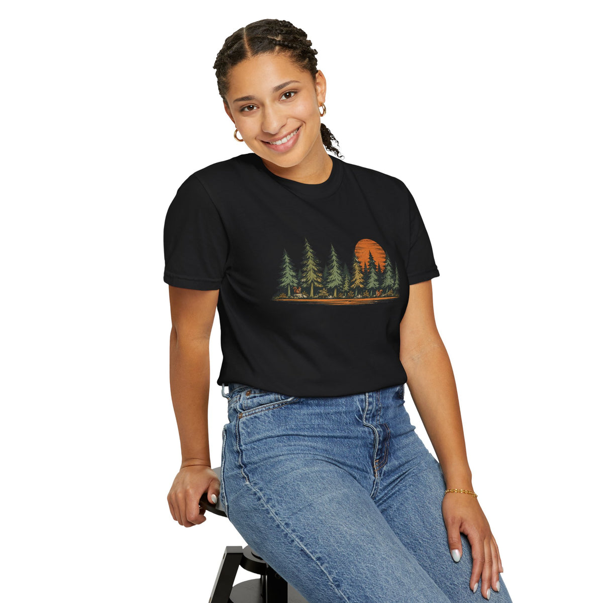 Vintage Forest Sunset T-Shirt | Nature Graphic Tee | Comfort Colors 1717