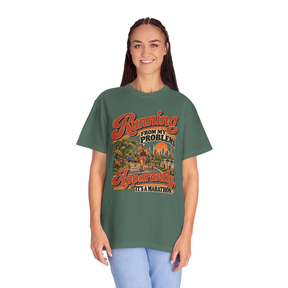 Running From My Problems – Funny Marathon Runner Graphic Tee