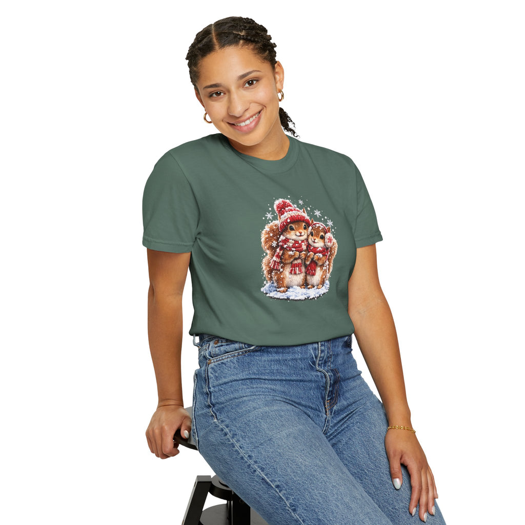 Winter Squirrels T-Shirt | Cute Woodland Graphic Tee | Comfort Colors 1717