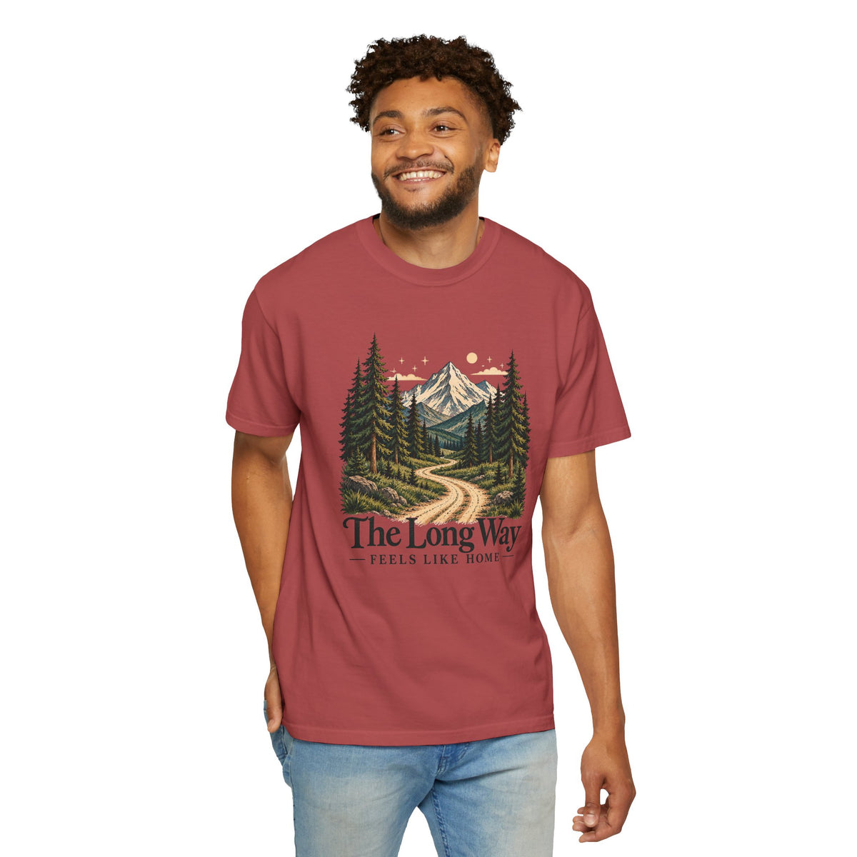 The Long Way Feels Like Home T-Shirt | Vintage Mountain Graphic Tee | Comfort Colors 1717