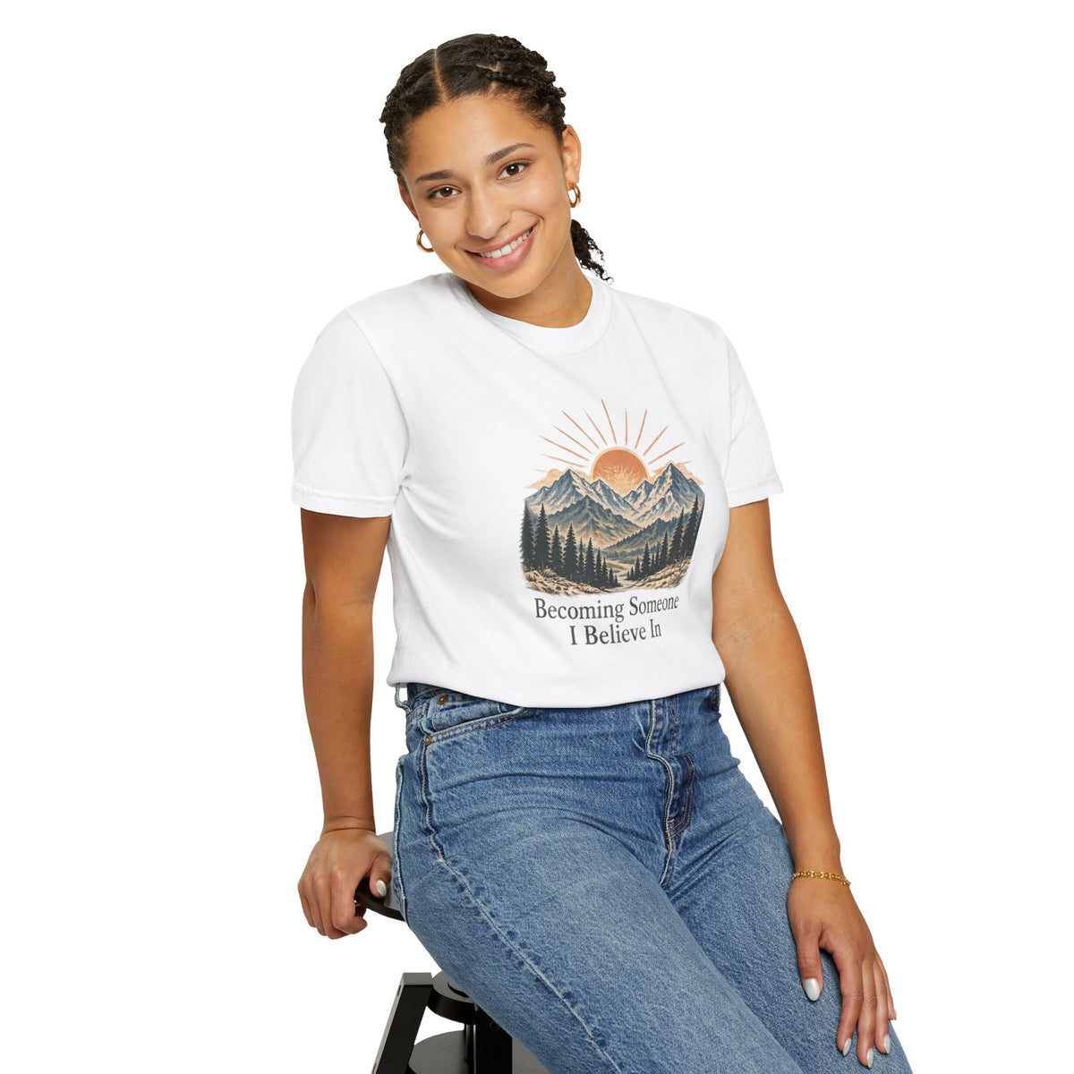 Becoming Someone I Believe In T-Shirt | Inspirational Mountain Graphic Tee | Comfort Colors 1717