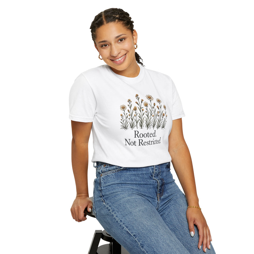 Rooted Not Restricted T-Shirt | Vintage Wildflower Graphic Tee | Comfort Colors 1717