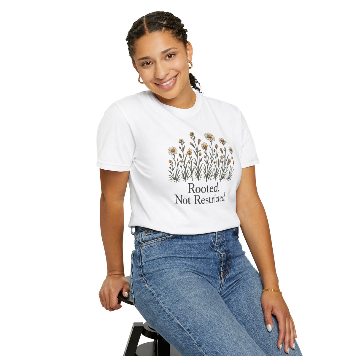 Rooted Not Restricted T-Shirt | Vintage Wildflower Graphic Tee | Comfort Colors 1717