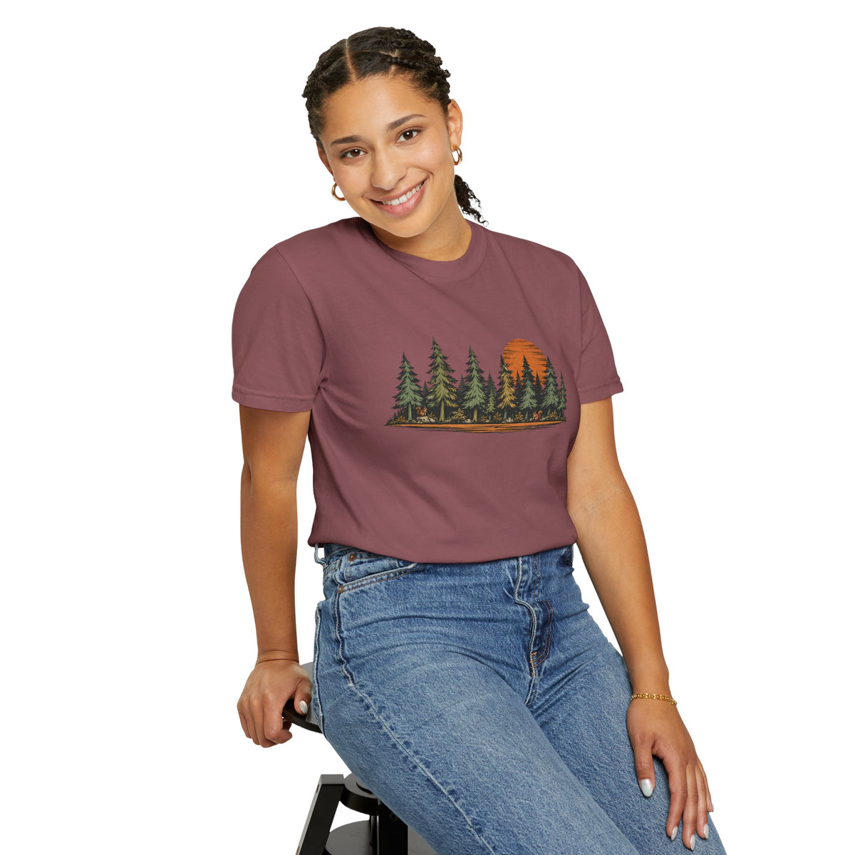 Vintage Forest Sunset T-Shirt | Nature Graphic Tee | Comfort Colors 1717