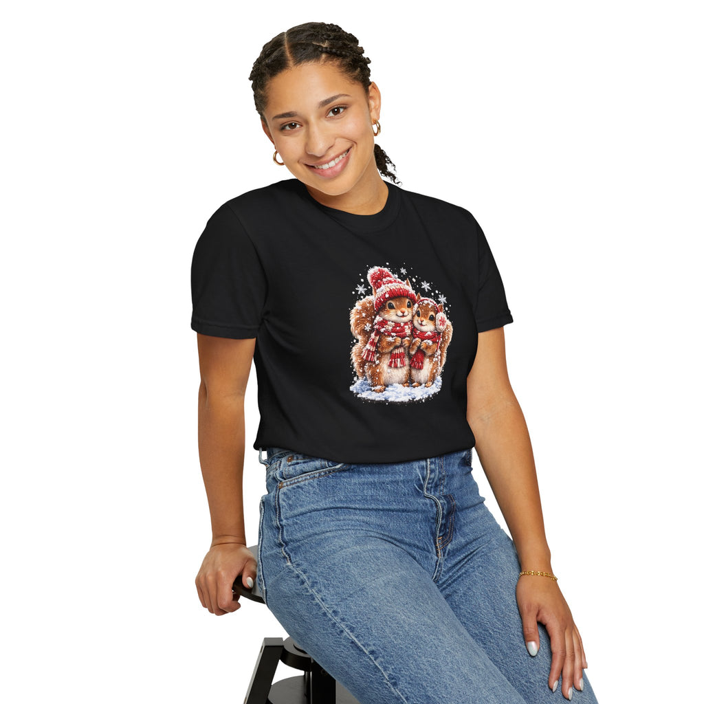 Winter Squirrels T-Shirt | Cute Woodland Graphic Tee | Comfort Colors 1717