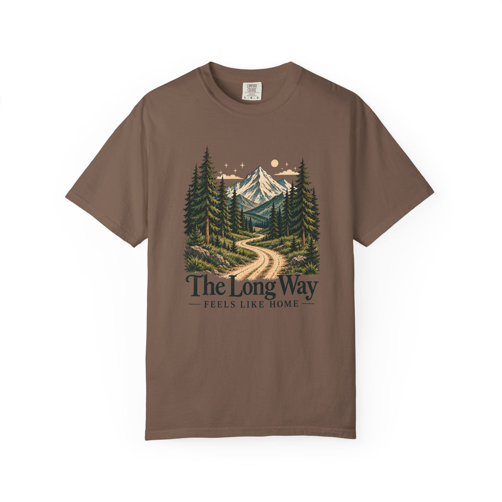 The Long Way Feels Like Home T-Shirt | Vintage Mountain Graphic Tee | Comfort Colors 1717