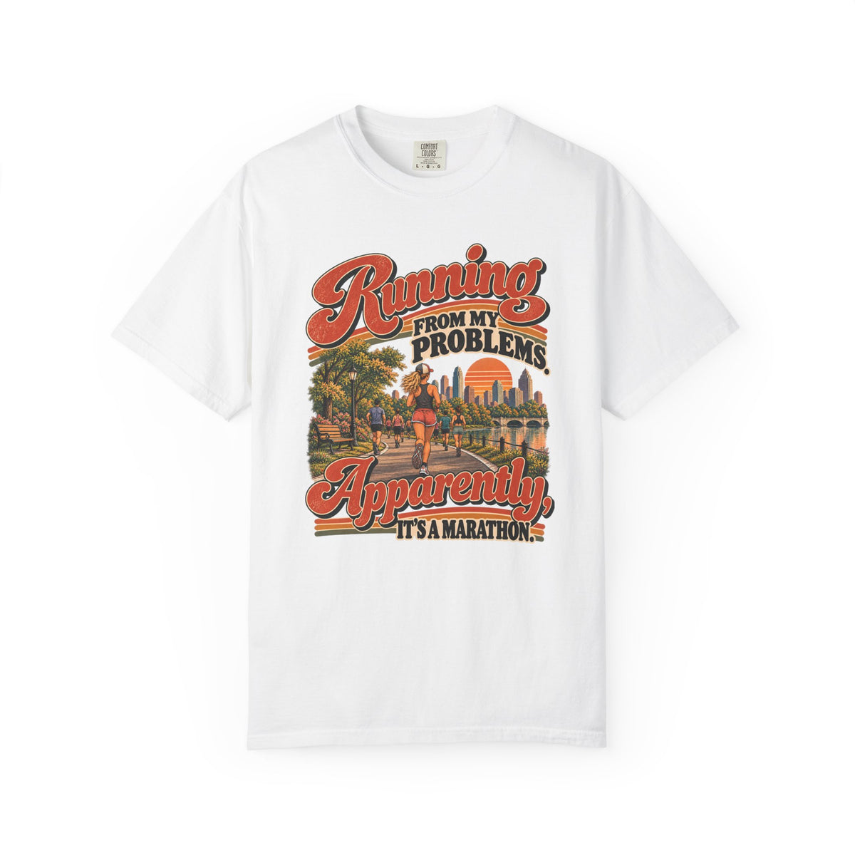 Running From My Problems – Funny Marathon Runner Graphic Tee