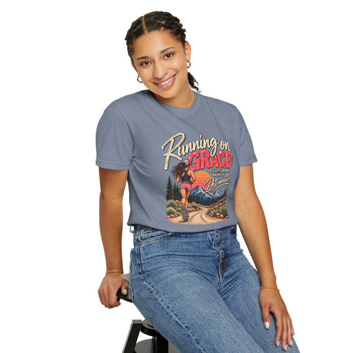 Running on Grace T-Shirt | Funny Faith & Running Graphic Tee