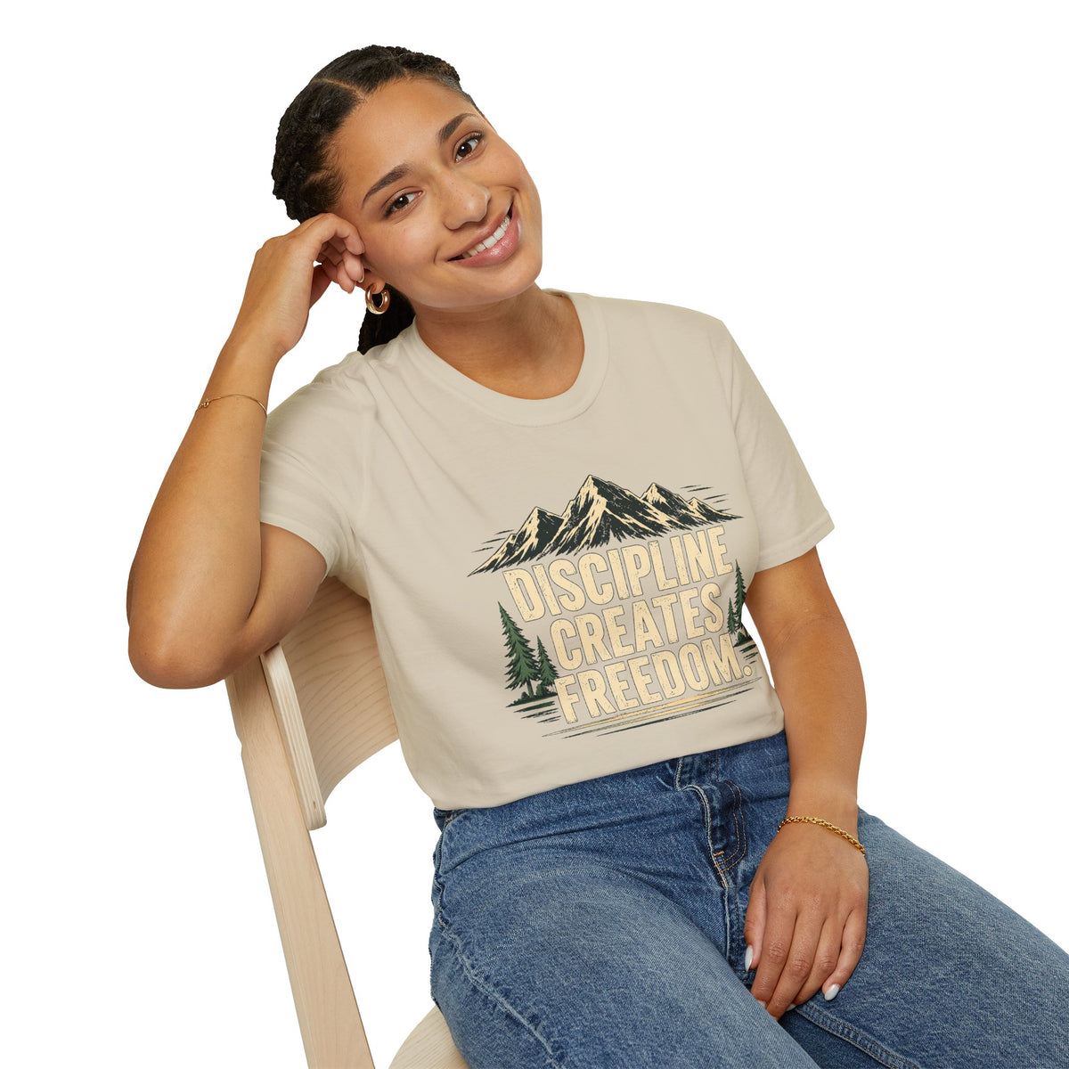 Discipline Creates Freedom Mountain Motivation T-Shirt
