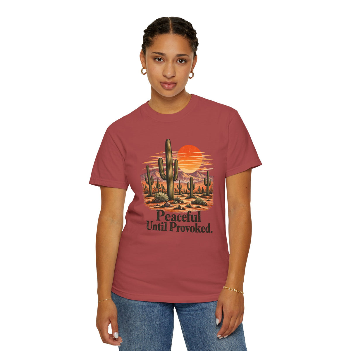 Peaceful Until Provoked | Vintage Desert Cactus Graphic Tee