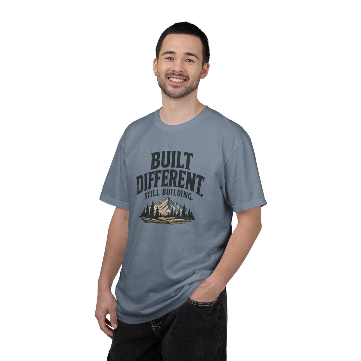 Built Different Still Building T-Shirt | Motivational Mountain Graphic Tee | Comfort Colors 1717