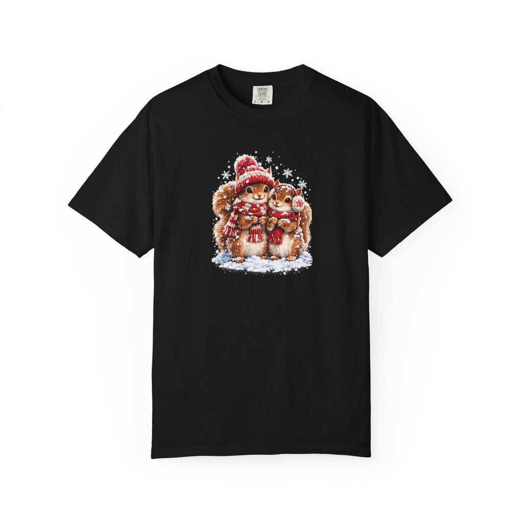 Winter Squirrels T-Shirt | Cute Woodland Graphic Tee | Comfort Colors 1717