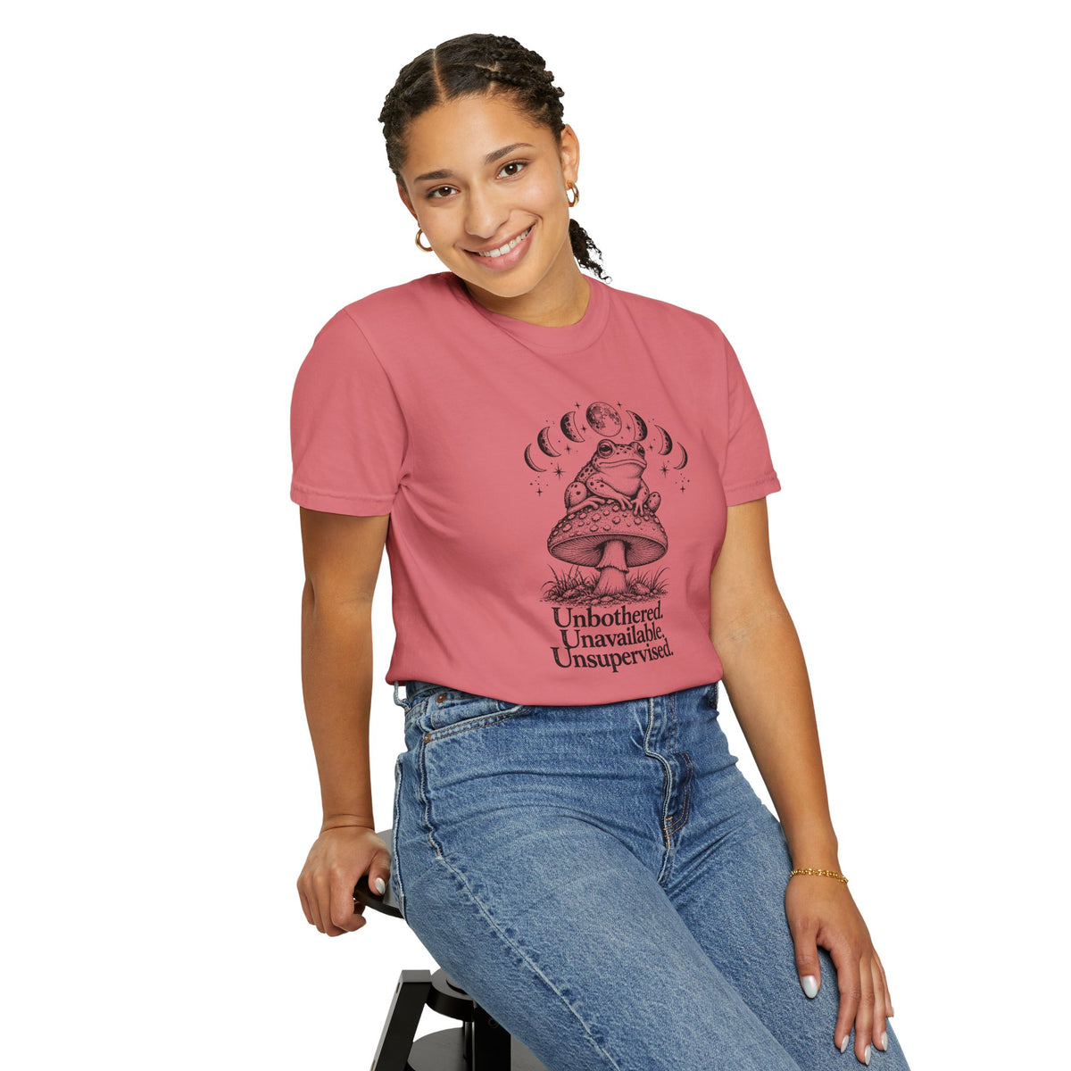 Unbothered Unavailable Unsupervised T-Shirt | Frog Mushroom Graphic Tee | Comfort Colors 1717