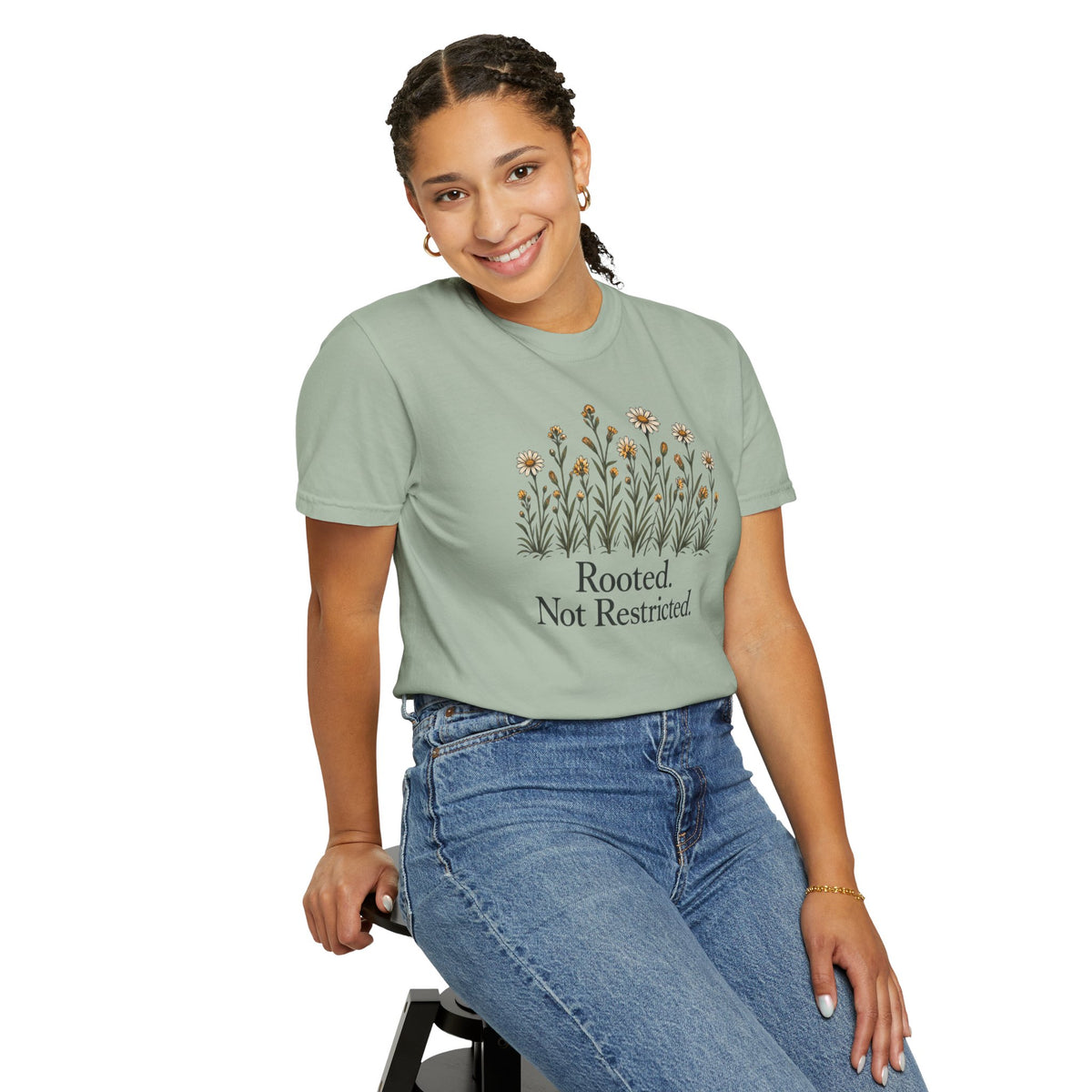 Rooted Not Restricted T-Shirt | Vintage Wildflower Graphic Tee | Comfort Colors 1717