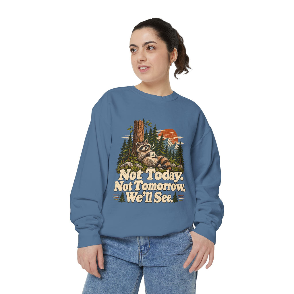 Not Today. Not Tomorrow. We'll See. | Funny Raccoon Sweatshirt