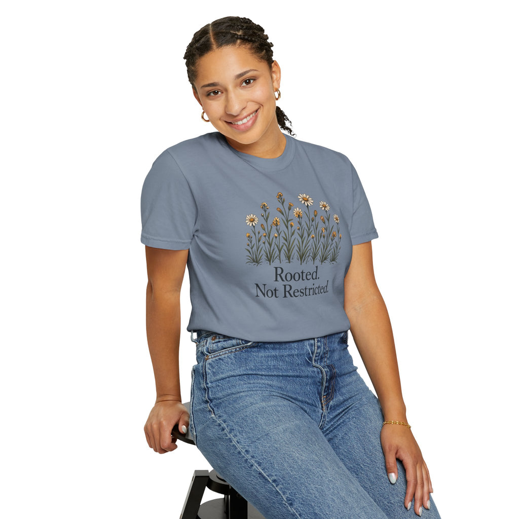 Rooted Not Restricted T-Shirt | Vintage Wildflower Graphic Tee | Comfort Colors 1717