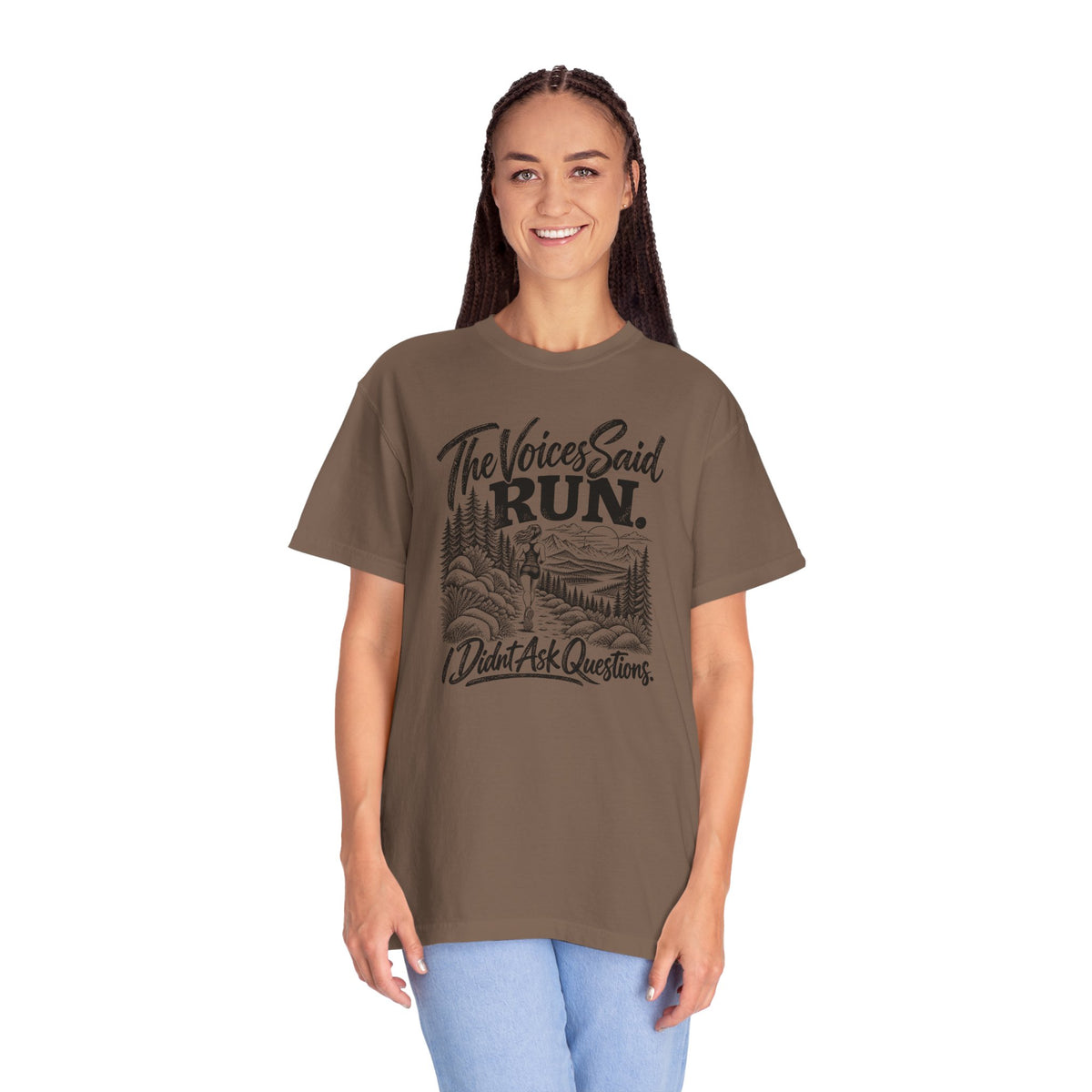 The Voices Said RUN – Funny Trail Running Graphic Tee | Comfort Colors 1717