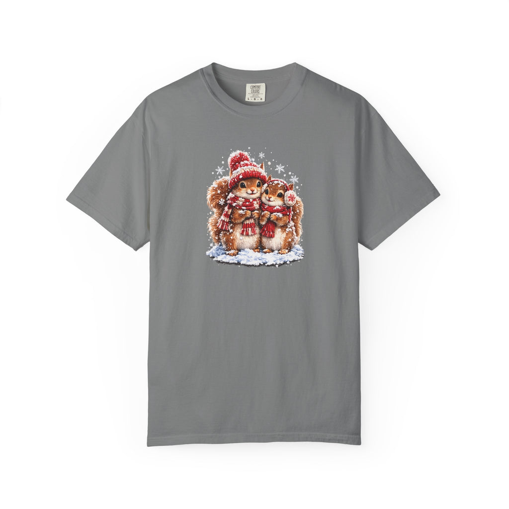 Winter Squirrels T-Shirt | Cute Woodland Graphic Tee | Comfort Colors 1717