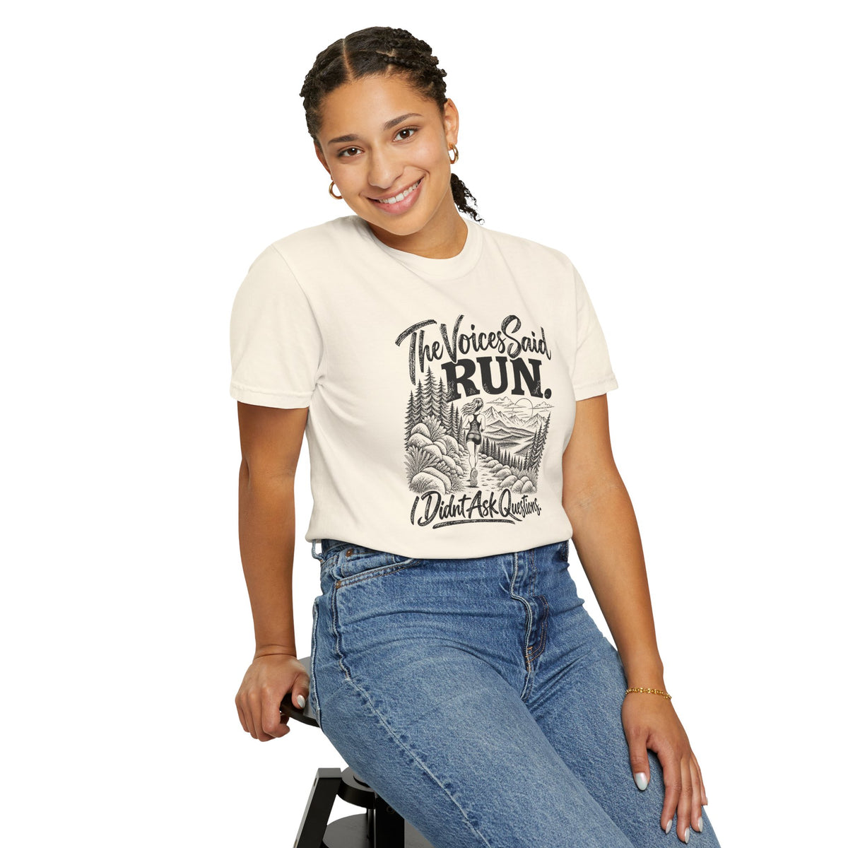 The Voices Said RUN – Funny Trail Running Graphic Tee | Comfort Colors 1717