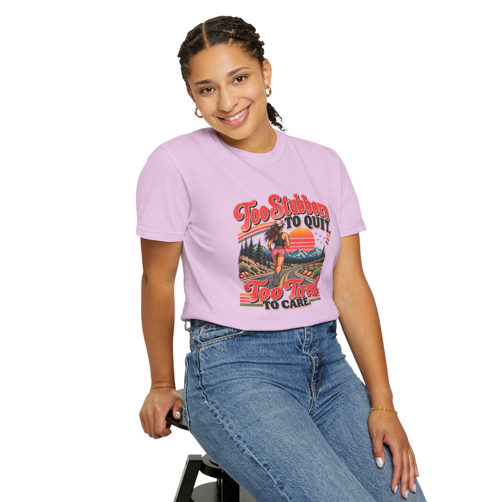 Too Stubborn to Quit T-Shirt | Funny Retro Running Graphic Tee