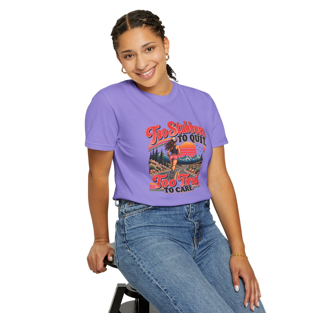 Too Stubborn to Quit T-Shirt | Funny Retro Running Graphic Tee