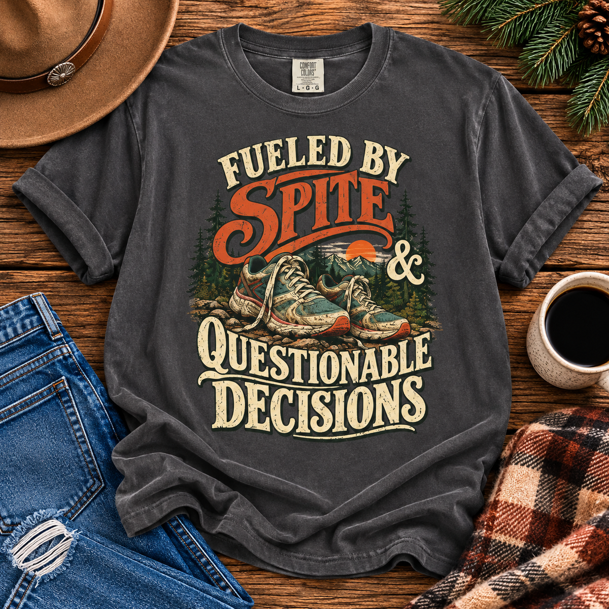 Fueled by Spite & Questionable Decisions | Funny Running Graphic Tee