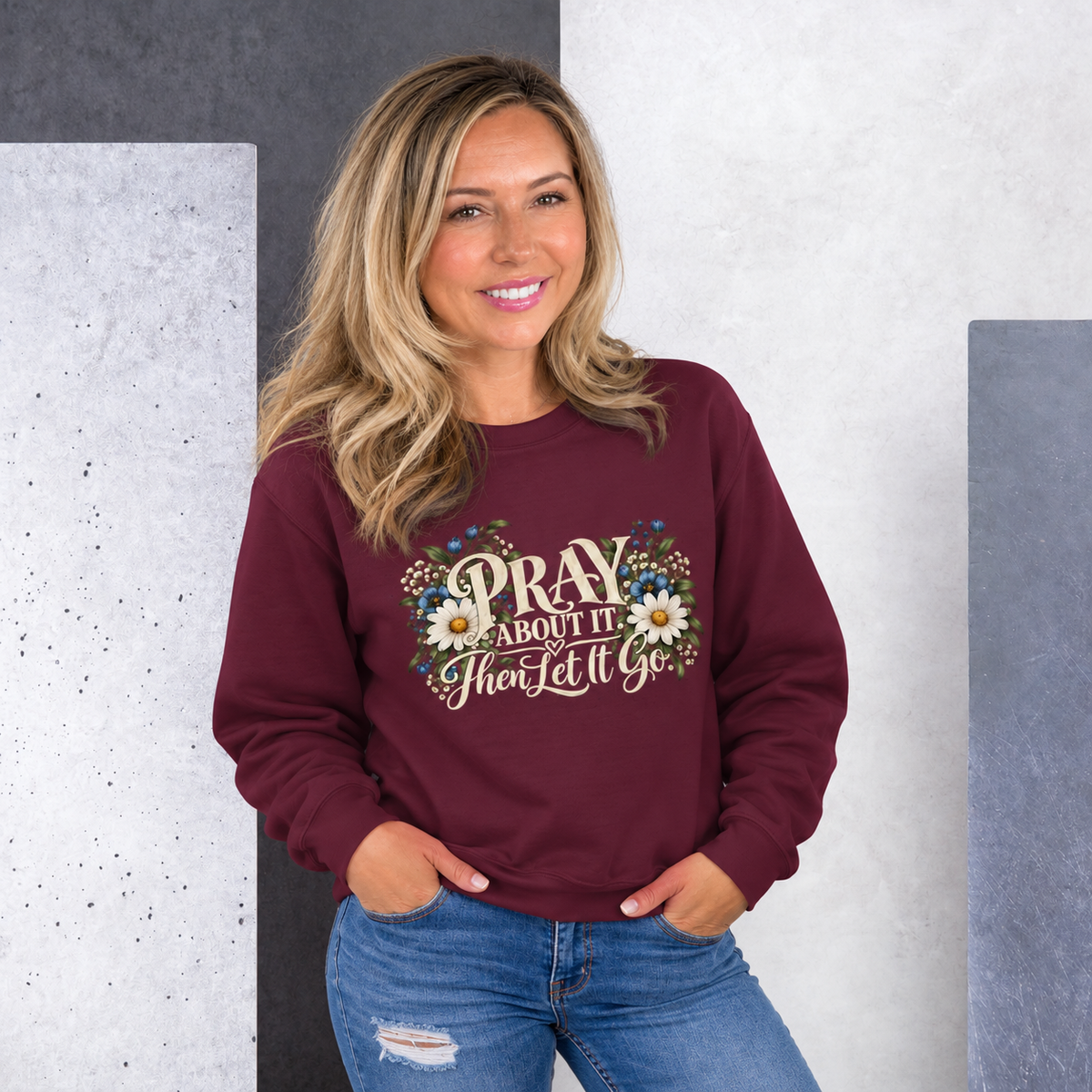 Pray About It Then Let It Go Floral Faith Sweatshirt