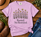 Rooted Not Restricted T-Shirt | Vintage Wildflower Graphic Tee | Comfort Colors 1717