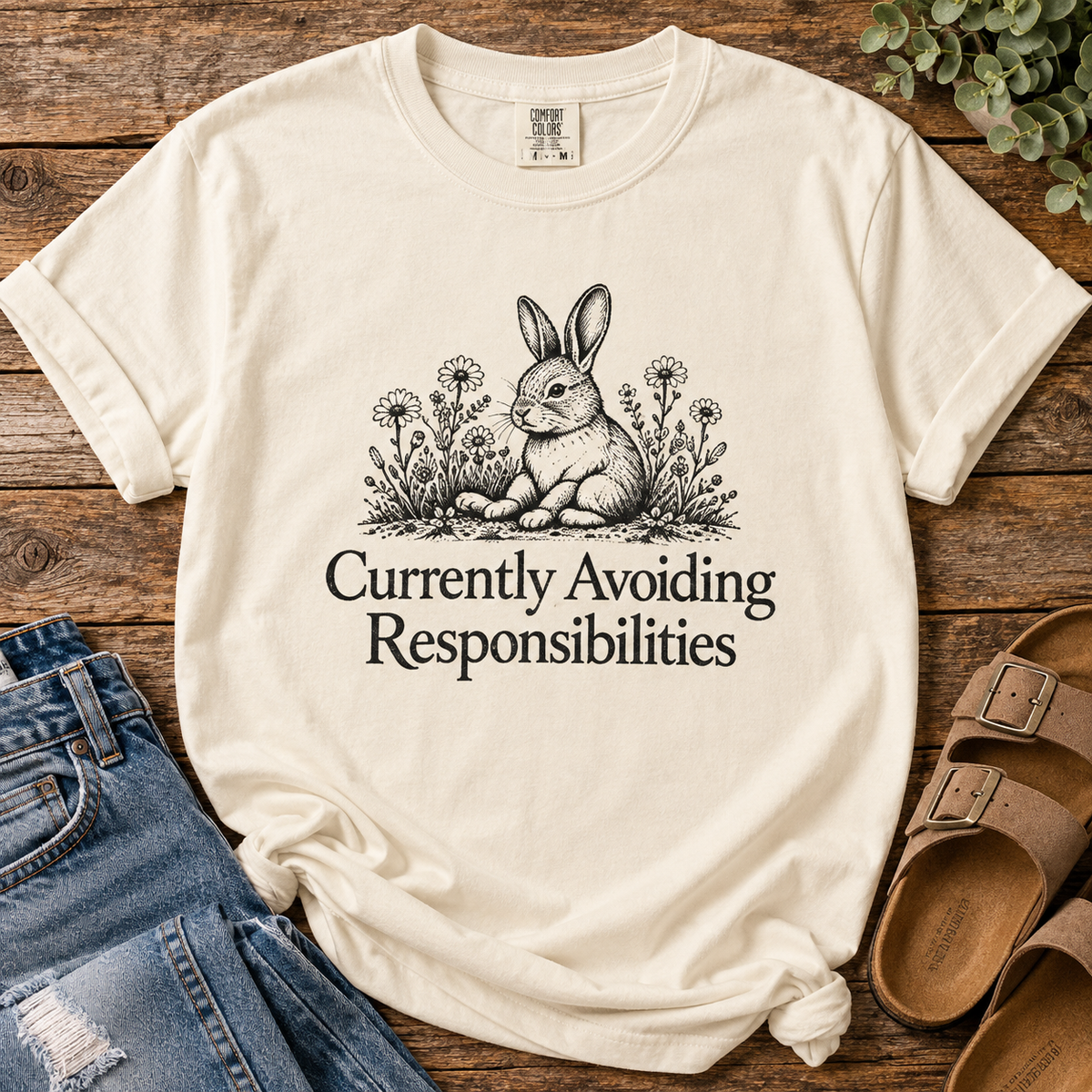 Currently Avoiding Responsibilities | Vintage Bunny Graphic Tee